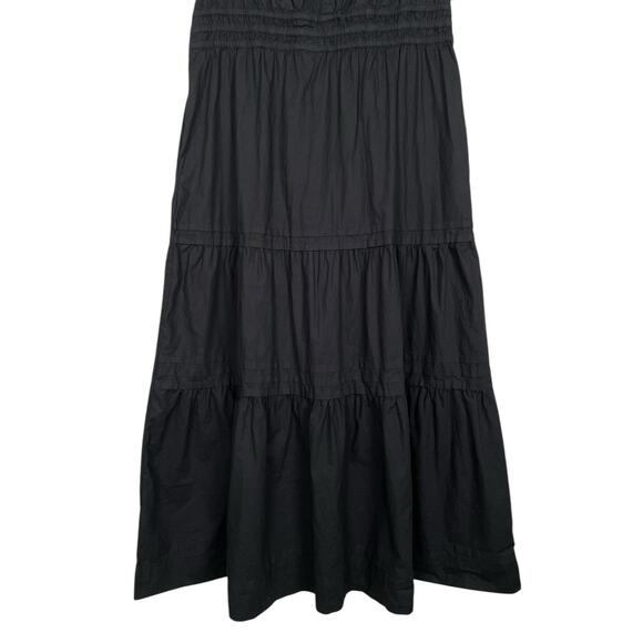 Quince 100% Organic Cotton Poplin Tiered Maxi Dress Black XL Casual Minimalist - Picture 8 of 13